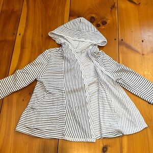 HABITAT XS Polka Dot Stripe Open Front Hooded Cardigan Layer Lagenlook Cotton